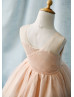 Blush Pink Tulle V Neck With Butterfly Short Flower Girl Dress Blush Pink Tulle V Neck With Butterfly Short Flower Girl Dress